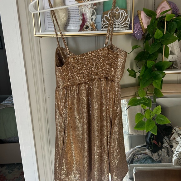 Show Me Your MuMu Metallic Gold Sequin Mini Dress with Front Bow - Picture 6 of 6